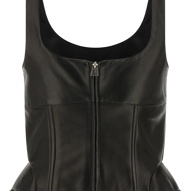 Ermanno Scervino Black Lamb Leather Tank Tops