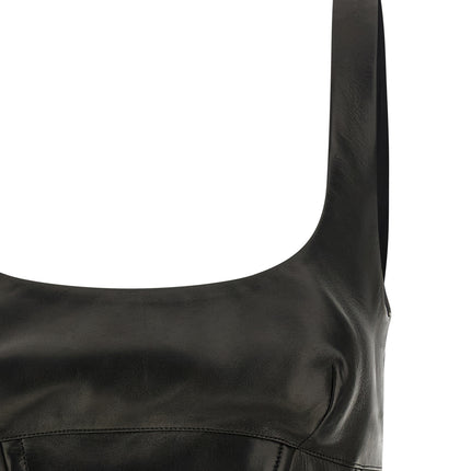 Ermanno Scervino Black Lamb Leather Tank Tops