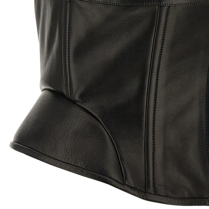 Ermanno Scervino Black Lamb Leather Tank Tops