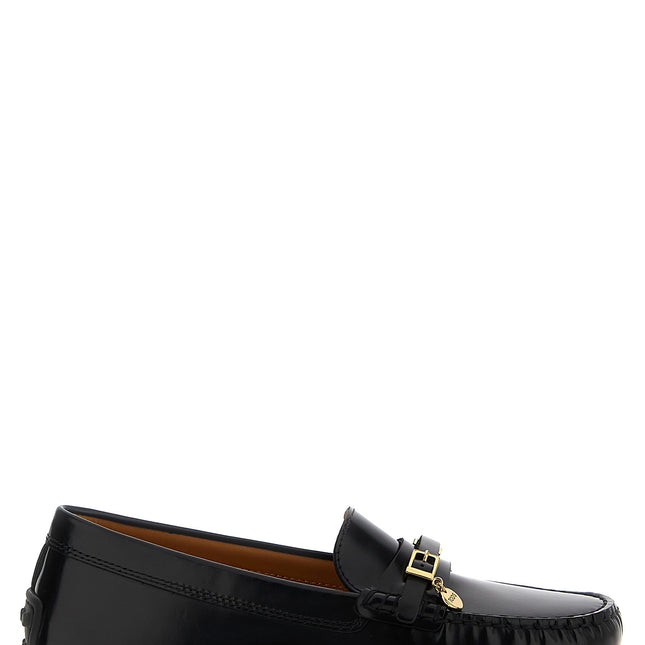 Tod's Black Calfskin Slip-On Loafers