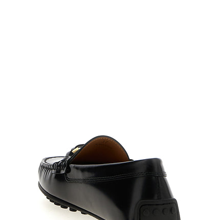 Tod's Black Calfskin Slip-On Loafers