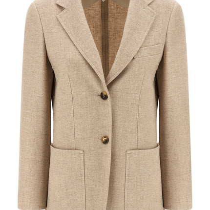 Max Mara Beige Alpaca Leather Blazer
