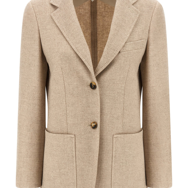 Max Mara Beige Alpaca Leather Blazer