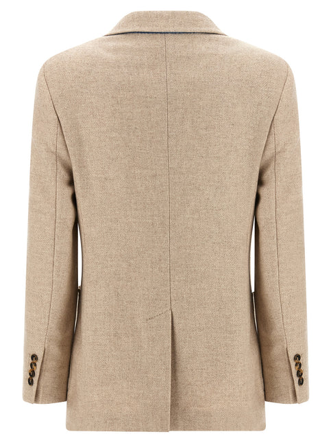 Max Mara Beige Alpaca Leather Blazer