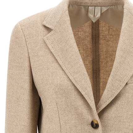 Max Mara Beige Alpaca Leather Blazer