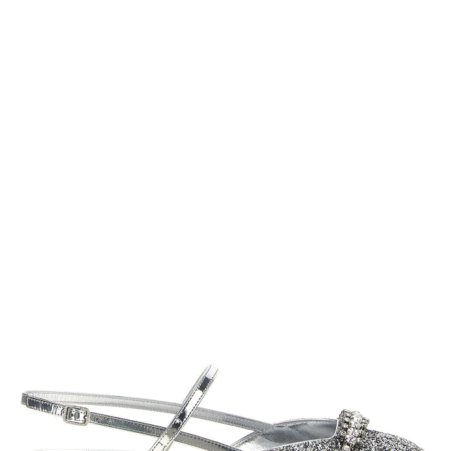 Jimmy Choo Silver Tencel Ballet Flats