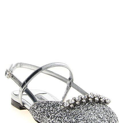 Jimmy Choo Silver Tencel Ballet Flats