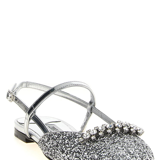 Jimmy Choo Silver Tencel Ballet Flats