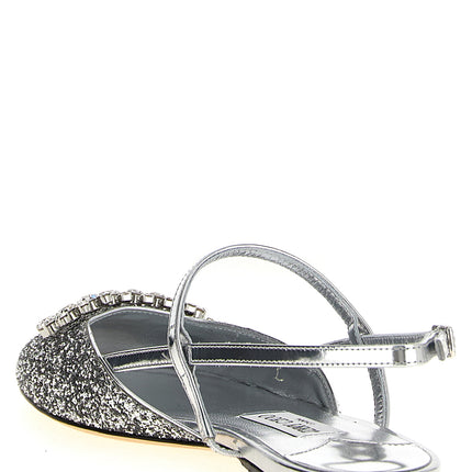 Jimmy Choo Silver Tencel Ballet Flats