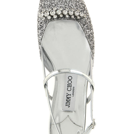 Jimmy Choo Silver Tencel Ballet Flats