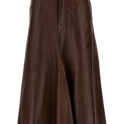 Haikure Brown Lamb Leather Midi Skirt
