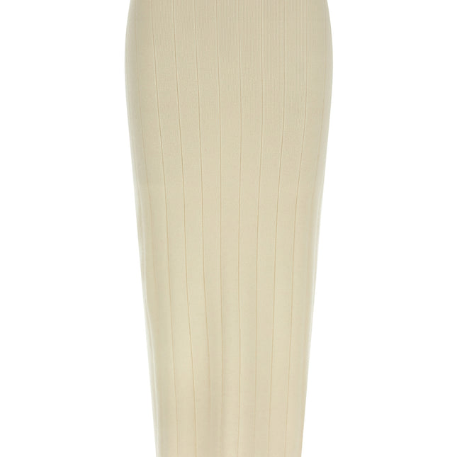 Max Mara White Cashmere Midi Skirt