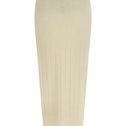 Max Mara White Cashmere Midi Skirt