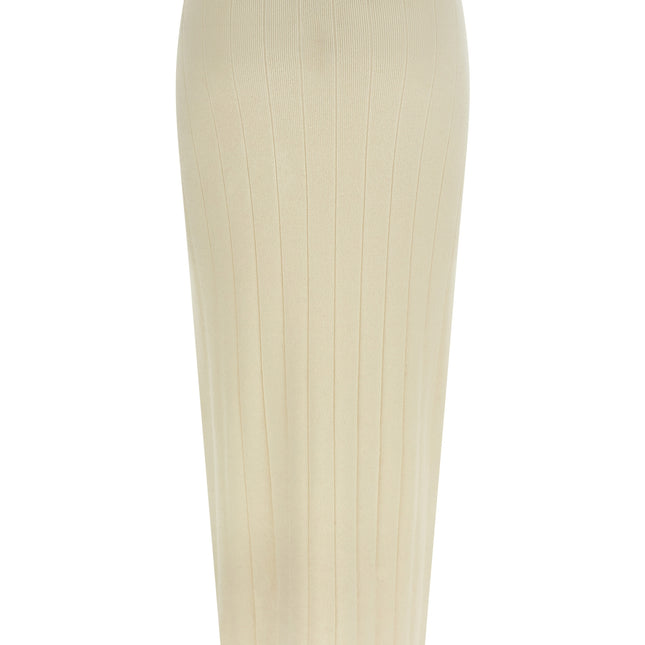 Max Mara White Cashmere Midi Skirt