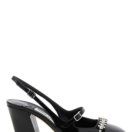 Jimmy Choo Black Leather Mid Heel Pumps