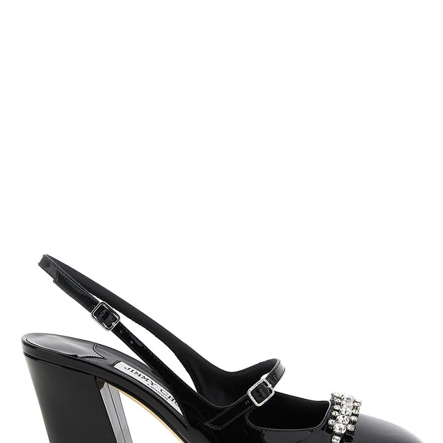 Jimmy Choo Black Leather Mid Heel Pumps