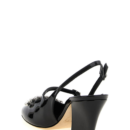 Jimmy Choo Black Leather Mid Heel Pumps