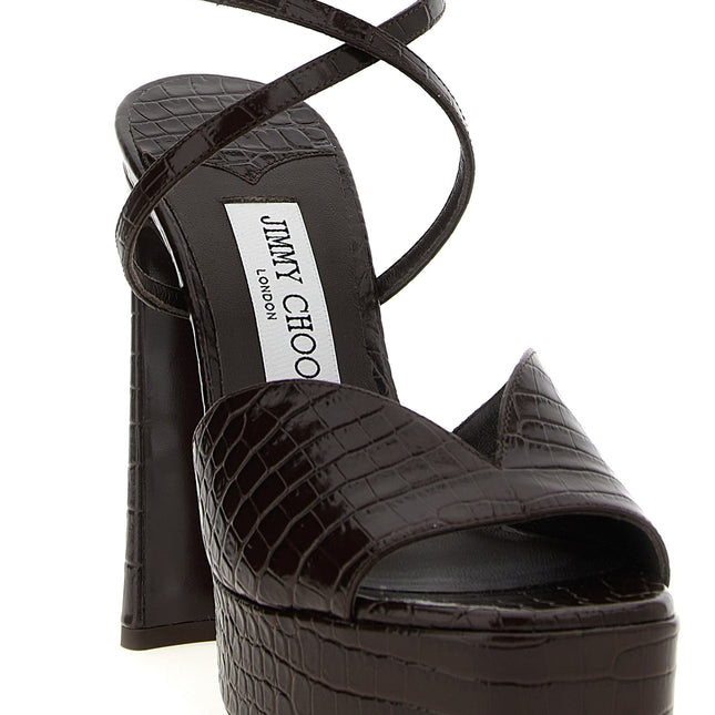 Jimmy Choo Brown Leather Stiletto Heel Sandals