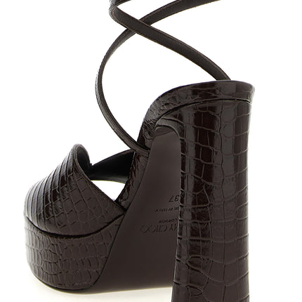 Jimmy Choo Brown Leather Stiletto Heel Sandals