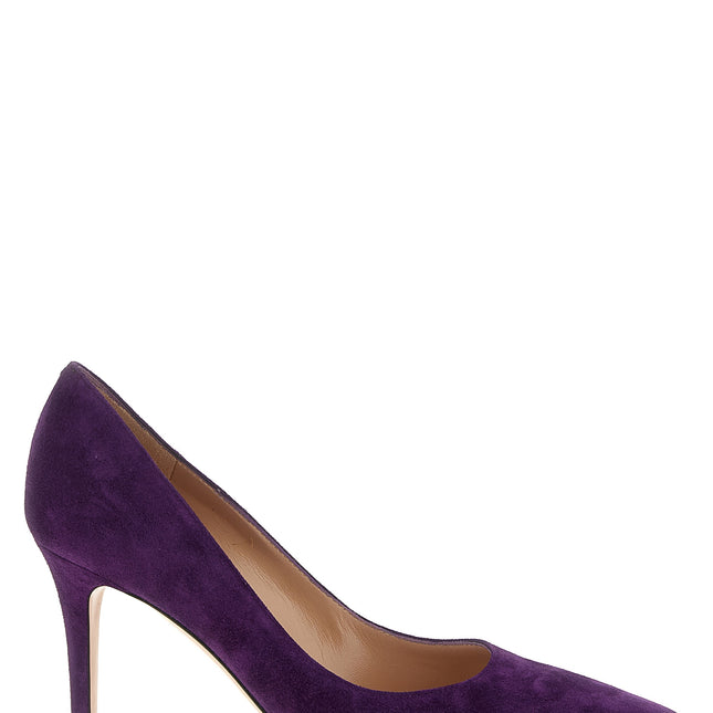 Gianvito Rossi Purple Suede Leather High Heel Pumps
