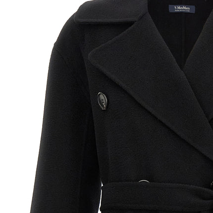 'S Max Mara Black Virgin Wool Coat
