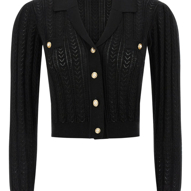Alessandra Rich Black Cotton Cardigan