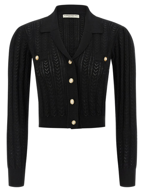 Alessandra Rich Black Cotton Cardigan