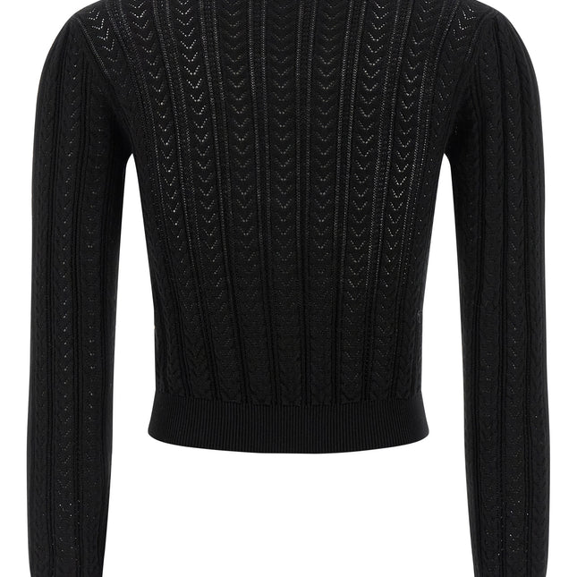 Alessandra Rich Black Cotton Cardigan