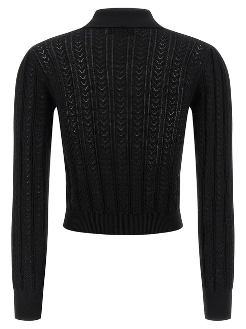 Alessandra Rich Black Cotton Cardigan