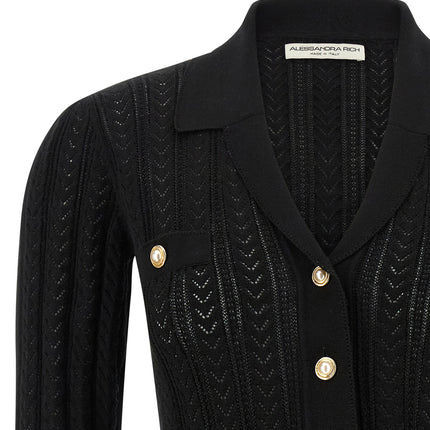 Alessandra Rich Black Cotton Cardigan