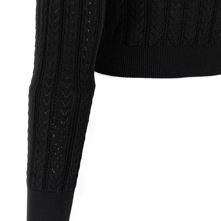 Alessandra Rich Black Cotton Cardigan