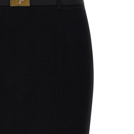 Elisabetta Franchi Black Viscose Midi Skirt