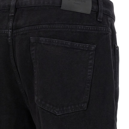 Saint Laurent Black Cotton Straight-Leg Jeans