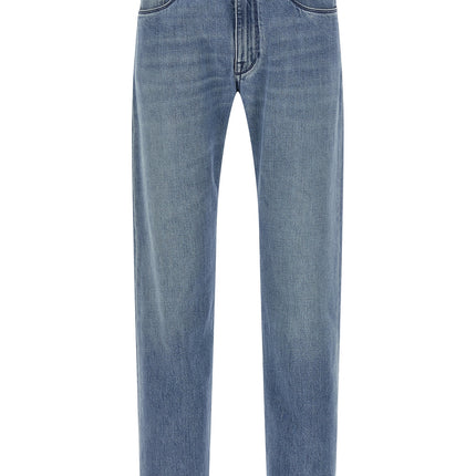 Fendi Blue Cotton Straight-Leg Jeans