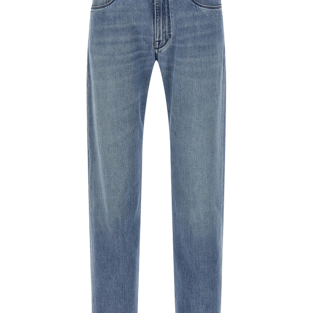 Fendi Blue Cotton Straight-Leg Jeans