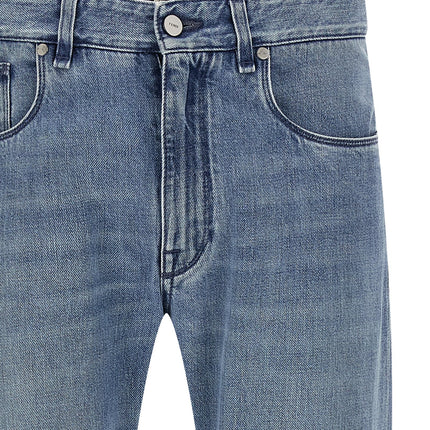 Fendi Blue Cotton Straight-Leg Jeans