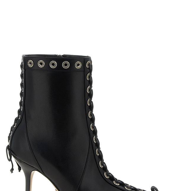 MACH & MACH Black Calfskin Ankle Boots