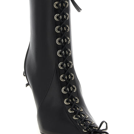 MACH & MACH Black Calfskin Ankle Boots