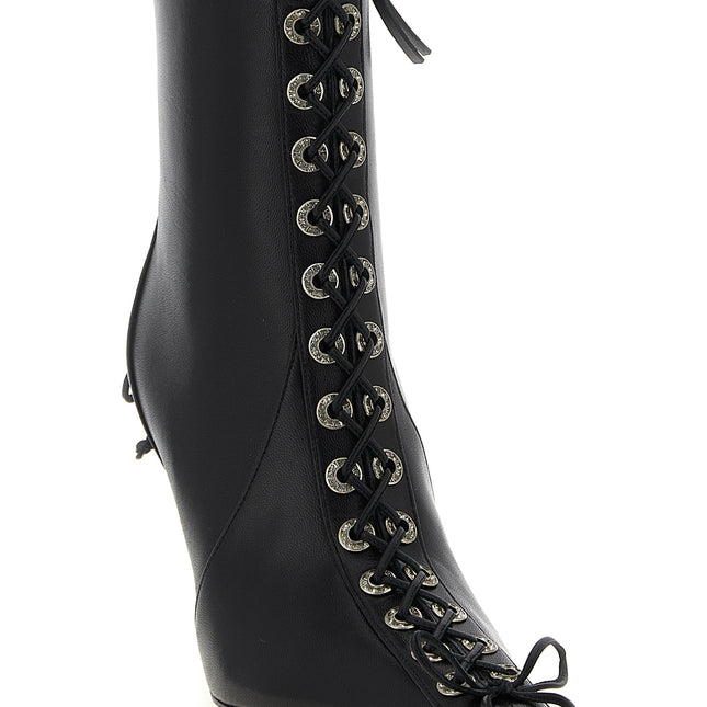 MACH & MACH Black Calfskin Ankle Boots
