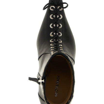 MACH & MACH Black Calfskin Ankle Boots