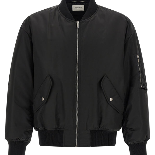 Saint Laurent Black Polyamide Bomber
