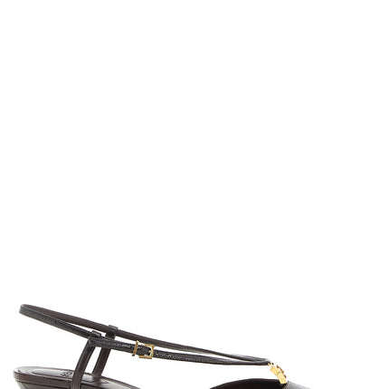 Fendi Brown Lamb Leather Mid Heel Pumps