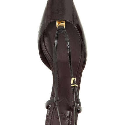 Fendi Brown Lamb Leather Mid Heel Pumps