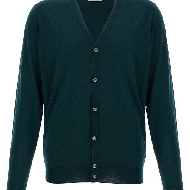 JOHN SMEDLEY Bicolor Merino Wool Cardigan