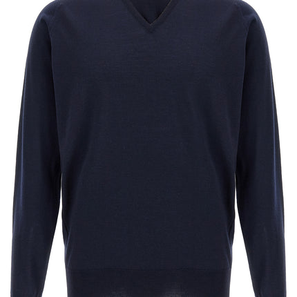JOHN SMEDLEY Blue Merino Wool Cardigan