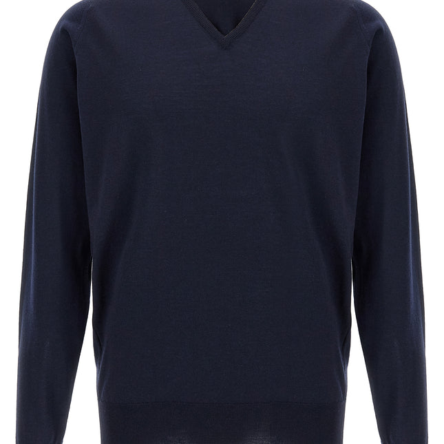 JOHN SMEDLEY Blue Merino Wool Cardigan