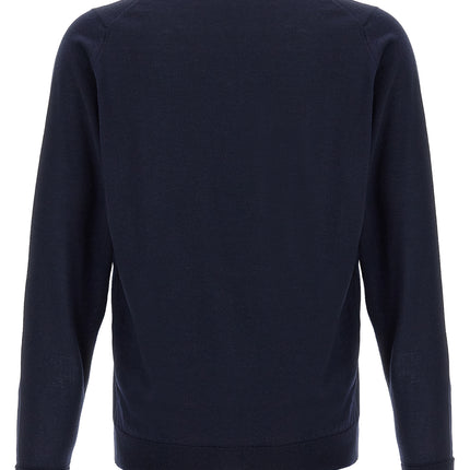 JOHN SMEDLEY Blue Merino Wool Cardigan