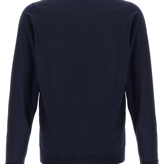 JOHN SMEDLEY Blue Merino Wool Cardigan
