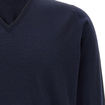 JOHN SMEDLEY Blue Merino Wool Cardigan
