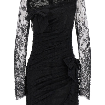 Alessandra Rich Black Organic Cotton Short Dress
